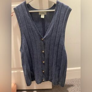 Vintage L.L. Bean Women’s Blue Button-Front Sleeveless Sweater Vest